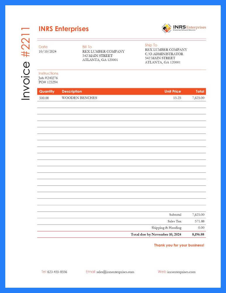 INRS Imaging Invoice 123294